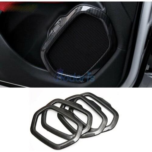 Black Carbon Fiber style Speaker Cover Trim For Jeep Renegade 2016-2017 Car-styling Accessory