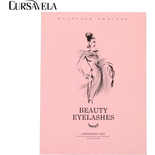 Cursavela False Eyelash Storage Book Makeup Display Container Lash Sample Catalog Grafting Eyelashes Display Tools Paper Pink