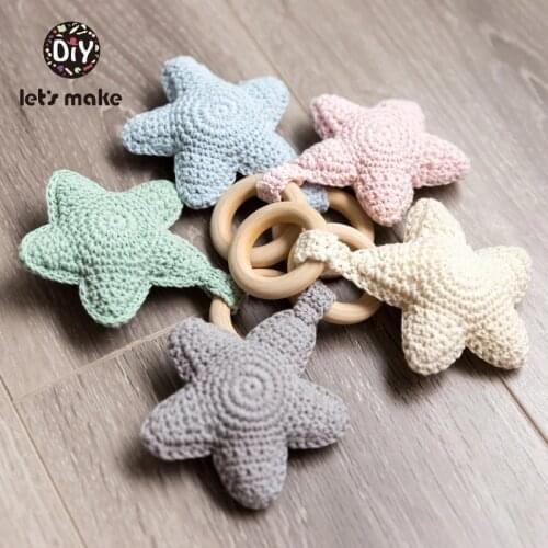 Lets Make Baby Rattles Crochet Star Amigurumi Baby Toys For Storller 0-12 Months Childrens Toys Baby Shower Gift Rattle 1pc