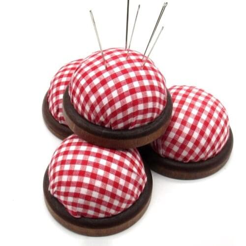 Diameter 7 cm Pincushions Ball Shaped Craft Needle Pin Holder DIY Wood Bottom Sewing Cushion Home Sewing Tools Accessory LT37