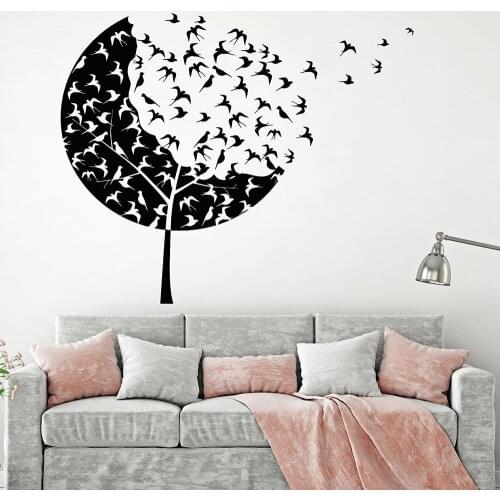 Flock Of Birds Forest Tree Gothick Style Swallows vinyl wall decal home decor bedroom art mural removable wall stickers