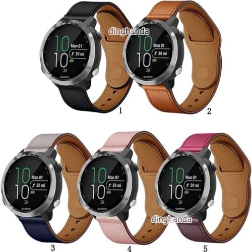 Quality Leather Watch Band Strap for Garmin Forerunner 245 645 Strap for Vivoactive 3 Venu SQ strap 20mm 22mm