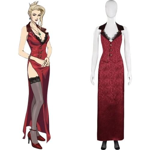 Final Fantasy FF7 Remake Scarlett Cosplay Costume Long Dress Suit Halloween Carnival Outfits