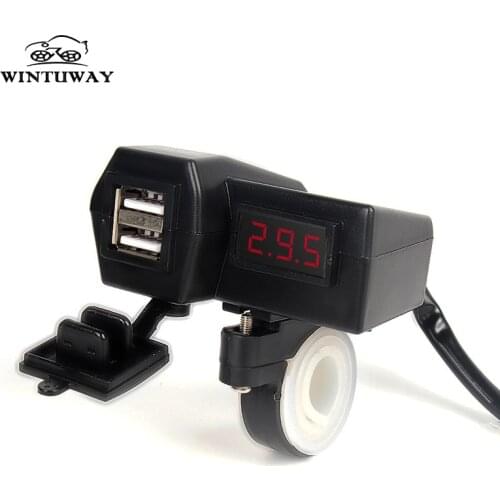 Red LED Digital Display Voltmeter Voltage Meter Monitor + Dual USB Power Socket For Iphone Ipad Android GPS Camera Charger Plug