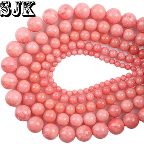 Natural Stone Pink Chalcedony Stone Round Beads Rose Jades 4 6 8 10 12mm Diy Beads For Jewelry Making Accessories Wholesale