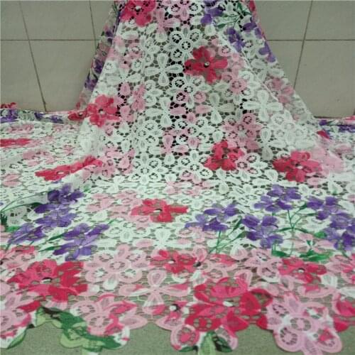 Milk Silk Lace African Cord Lace Fabric Top Quality Eyelet Water Soluble Nigerian Guipure Cord Lace For Wedding dress kc19-72