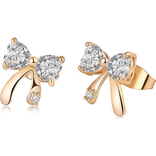 Love & Annie Girls Gold Color Heart Cubic Zirconia Stud Earrings Cute Butterfly Earrings for Women Small Earring Jewelry Gift