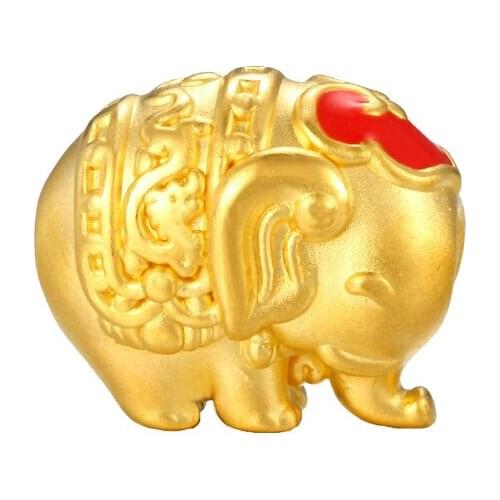 Best 24K Yellow Gold Bracelet Women 999 Gold 3D Gold Elephant Bracelet
