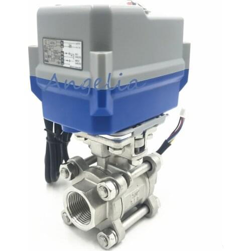 AC220V DC24V DC12V 1" BSP DN25 4-20 MA Stainless Steel 304 Three-Piece Motorized Proportional Regulating Ball Valve