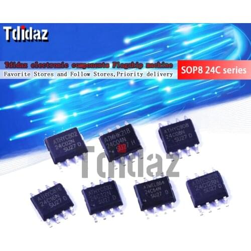 10PCS 24C01 24C02 24C04 24C08 24C16 24C32 24C64 24C128 24C256 24C512 93C46 93C56 93C66 93C86 SOP-8 New and Original IC Chipset