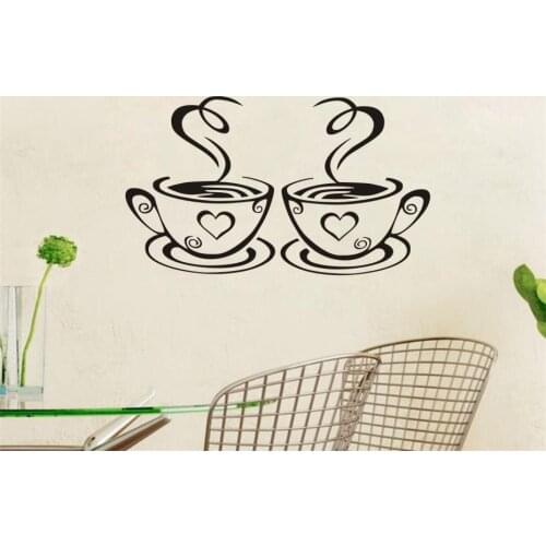 New Double Coffee Cups Wall Stickers Room Decoration Vinyl Art polka dots kids room Wall Decals Adhesive Stickers On The Kitchen