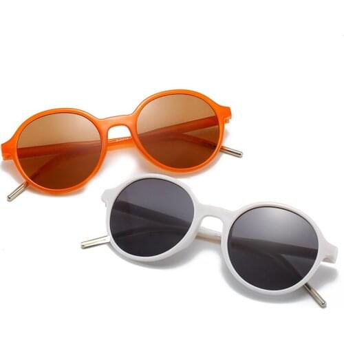 New Round Frame Milk Tea Color Spectacles Fashion Ladies Sunglasses Men and Women Small Frame Wild Glasses