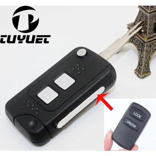 New 2 Buttons Modified Flip Folding Remote Key Shell For Mitsubishi Galant Car Key Blanks Case