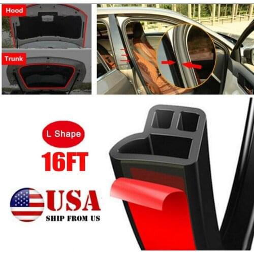 Ship From USA 5M Car Door Seal Strips Sticker L Shape Weatherstrip Rubber Seals Sound Insulation