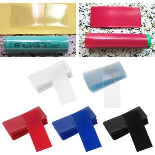 100Pc Flat PVC Heat Shrink Tubing Battery Wrap for 1 x 18650 Battery Shrink Film B95A
