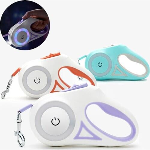 3M/5M Led Light Dog Leash Retractable Leash Leads Harness for Small Medium Large Dog Pet Outdoor Walking Dogs Cat Traction Rope