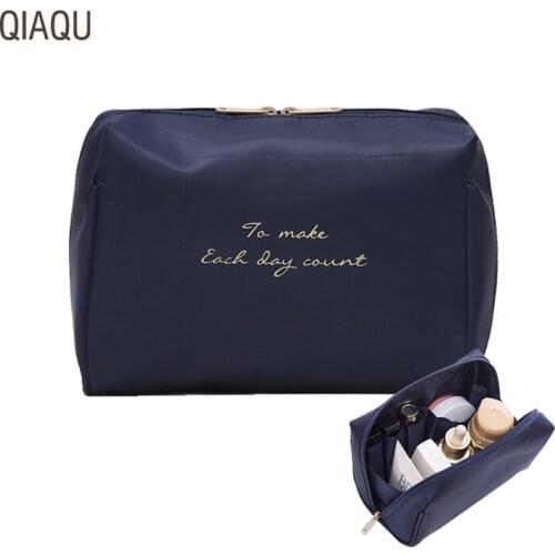 QIAQU Fashion Simple Women Beauty Travel Make Up Bags Ladies Zipper Makeup Pouch Toiletry Organizer Hot Sale Cosmetic Bag