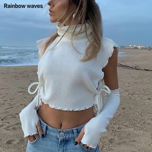 Женские укороченные футболки Rainbow waves China At AliExpress