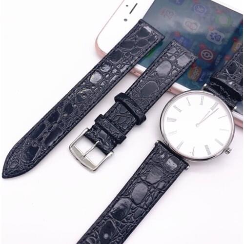 13mm 18mm 20mm Black Stitched Thin Watchbands for Longines L4.760.4 L2 Watch Band Man Genuine Leather Watch Strap Women Bracelet
