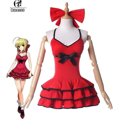 ROLECOS FGO Nero Claudius Caesar Augustus Cosplay Costume Fate/Extra Saber Cosplay Costume Red Swimsuit Cosplay
