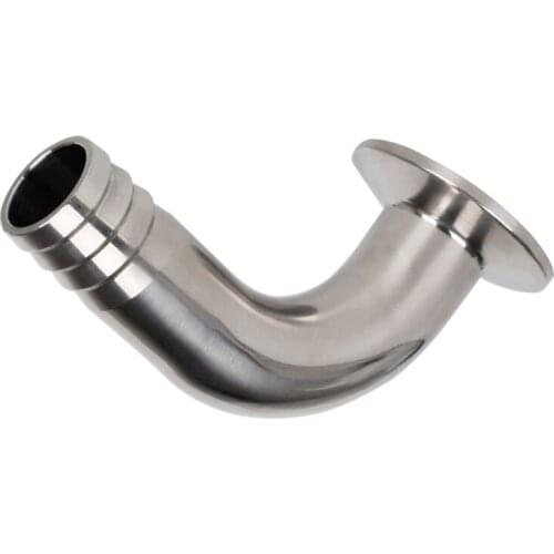 304 Stainless Steel Sanitary Ferrule Elbow 90 Degree Hose Barb Pipe Fitting 1.5" Tri Clamp (Tube OD: 1"/25mm)