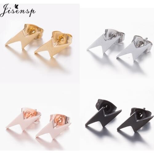 Jisensp Punk Thunder Women Earings Jewellery Mini Small Lightning Bolt Stud Earrings for Men Stainless Steel Jewelry Pendientes