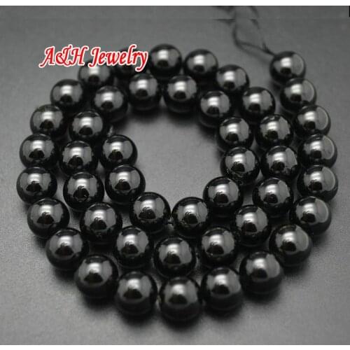 Surveyors Certificate Genuine Natural Black Tourmaline Round Beads 10mm High Quality Gem Stone For Luxury Jewelry Making 5pcs