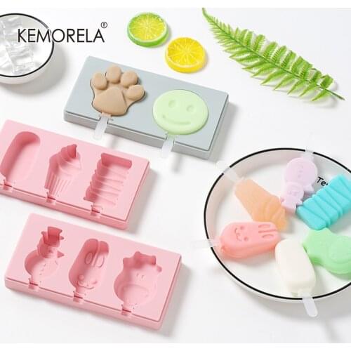 Silicone Ice Cream Mold With Cover DIY Cartoon Shape Ice Lolly Moulds Ice Cube Tray For Animals Shape Jelly Kitchen Tools