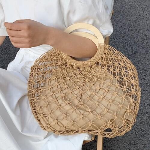 2021 Women Fashion Knitting Bag Luxury Brand Designer Female Handbags Summer Straw Hollow Out Beach Bag Large Capacity Bolsa