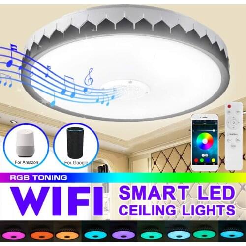 Wifi Led Ceiling Light With Remote Control bluetooth Speaker Modern App Dimmable RGB Music Ceiling Lights for Bedroom Livingroom