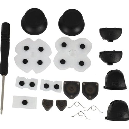 L1 R1 L2 R2 Trigger Buttons + 2 Springs + 2 Joystick Thumb Sticks + 1 Set Conductive Rubber + Screwdriver for PS4 Controller (1s