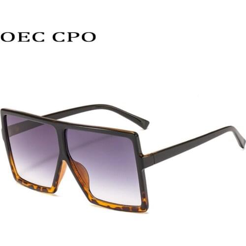 Vintage Oversized Sunglasses Women/Men Fashion Style Square Brand Design Sun Glasses Men Gradient Lens Oculos UV400 O27