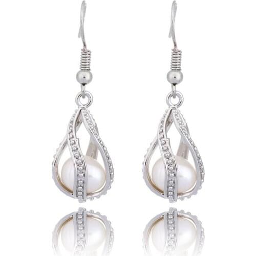 Oyster Earrings Feminine Spiral Water Drop Locket Natural Pearl Earring Cage Oyster Pearl Drop Earring Gift