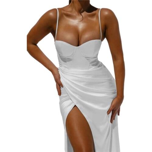 Xingqing Women Sleeveless Split Dress Fashion Solid Color Party Dress for Ladies Female Clothes Long Dresses Elegant Dresses