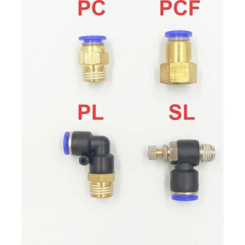 10pcs PC/PCF/PL/SL Air Hose Connectors Fittings Straight Pipe Quick pneumatic connector 1/2"1/4"3/8"1/8"M5 Male-4 6 8 10 12