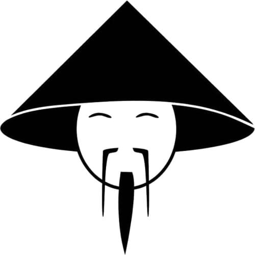 16.7cm*16.7cm Man Chinese Bamboo Straw Hat Car Styling Vinyl Car Sticker Black/Silver S3-6658