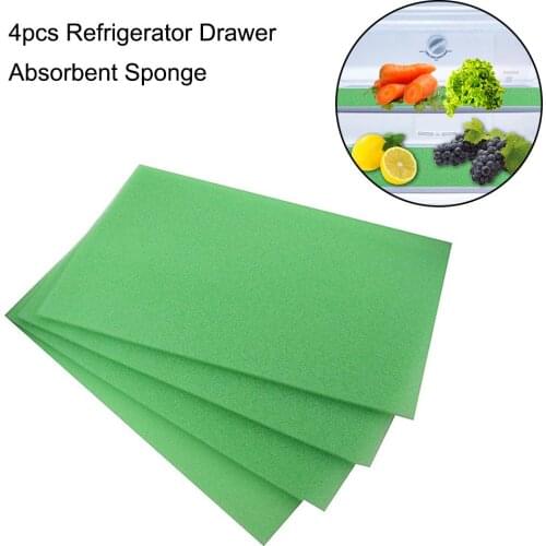 4pcs Refrigerator Drawer Absorbent Sponge Anti-corrosion Pad Fresh-keeping Mat Green Eco-Friendly Home Kitchen Supplies 40P
