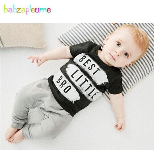 Babzapleume spring summer newborn baby boys clothes fashion letter t-shirt+pants sport suit infant clothing set 2pcs suit BC1473