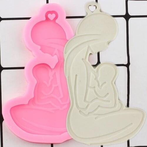 Shiny Glossy Mother And Baby Silicone Mold Epoxy Resin Craft Keychain DIY Handmade Charms Moulds Polymer Pendant Clay Molds