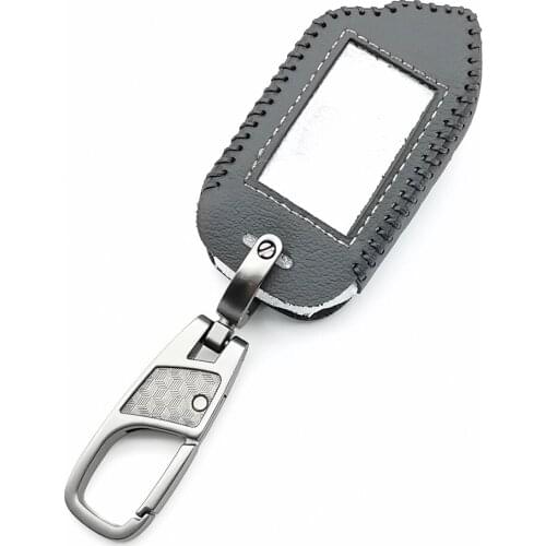 For Sher-khan Mobicar A Mobicar B Safety In Two Senses Car Alarm System Russian Version High Quality Leather Key Case Cover Fob