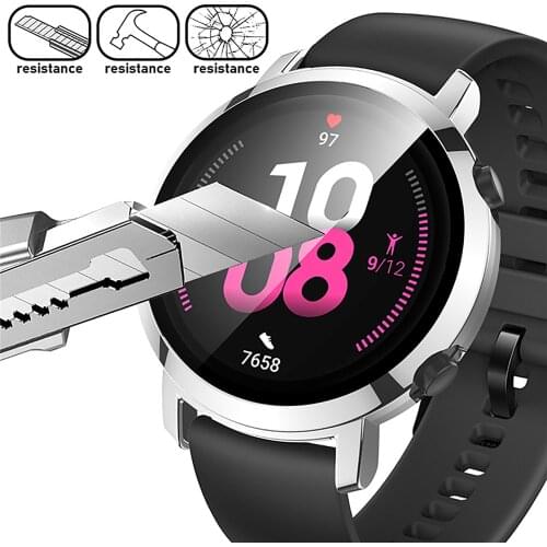For Huawei Watch GT2 GT 2 Smartwatch PC Electroplating Watch Case All-inclusive Protective Shell Tempered Film Screen Protector