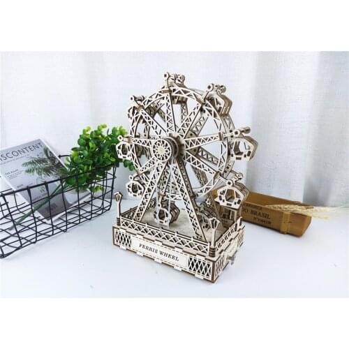 UGUTER Wooden 3D Mechanical Model T710 Happy Ferris Wheel Creative Music Box Birthday Gift Toy