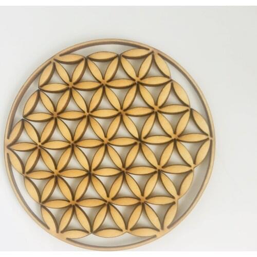 Wooden Flower of Life Wood Sign Wall Art Sacred Geometry Symbol Geometric Shaped Laser Cut Wood Wedding Coaster Drink Holder