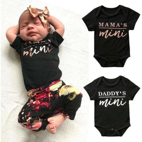 Baby Boys Girls Short Sleeve Romper Bodysuit Jumpsuit Sunsuit Clothes Outfits Daddy Mamas mini Letter print lovely bodysuit