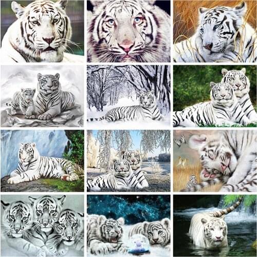 Evershine 5D Diamond Painting Tiger Picture Of Rhinestones Diamond Embroidery Animals Full Square Mosaic Art Home Decor