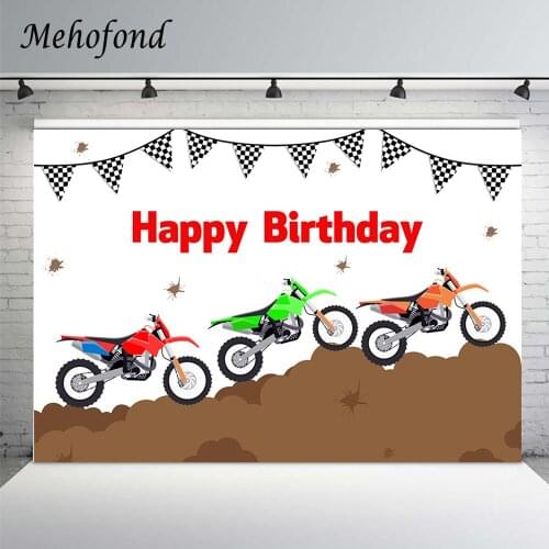 Mehofond Photography Background Mountain Motorcycle Race Black And White Grid Flag Boy Birthday Party Backdrop Banner Photophone