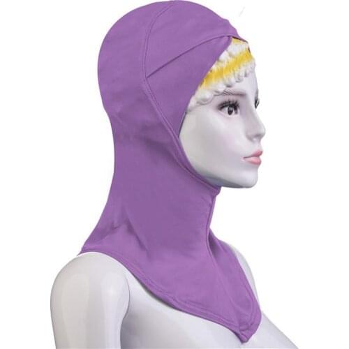 Women Muslim Hijab Hat Soild Color Under Scarf Amira Bone Bonnet Head Neck Full Cover Inner Scarf Hat Islamic Cap Hat Headwear