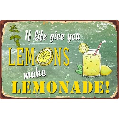 "IF Life Gives You Lemons Make Lemonade Vintage Metal Tin Sign Retro Plaque Poster for Wall Decor 8x12 Inch