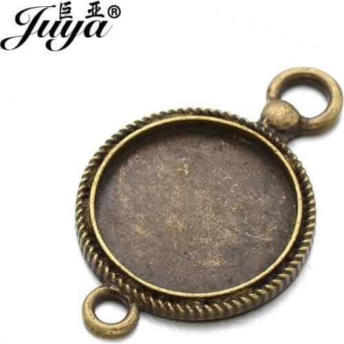 JUYA Jewelry Making Crafts 6pcs/lot 20mm Classic Antique Zinc Alloy Round Cameo Connector Cabochon Base Setting AD0118