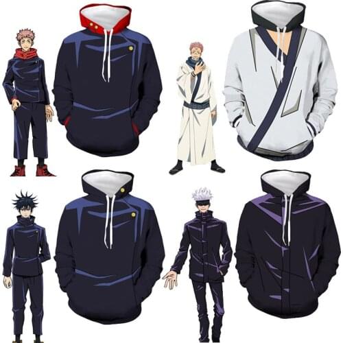 Jujutsu Kaisen Cosplay Costume Fushiguro Megumi Gojo Satoru Yuji Itadori Tops Warm Hoodies Hooded Sweater Sweatshirt Oversize